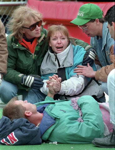 Grieving fans at Camp Randall
